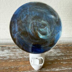 Marbled Blue Black Swirl Night Light Plug-In Nightlight Outlet House Gift